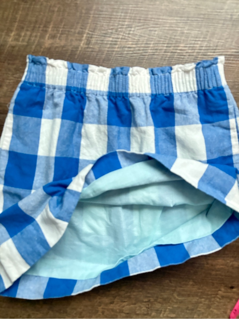 J.Crew Linen-Cotton Mini Skirt blue & white oversized gingham checkers sz S EUC - Picture 12 of 14